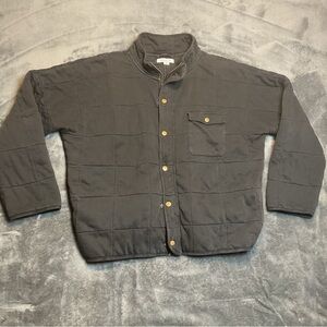 Oneill Mabeline Quilted Oversized Jacket Women’s XL Black Gold Buttons Zip Mock